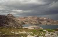 Rocks, lakes and storm clouds